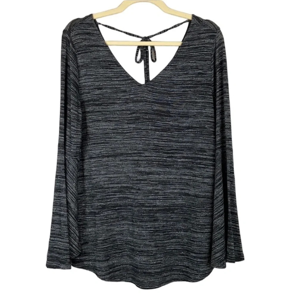 Loft Double‎ V-Neck Bell Long Sleeve Top Size M